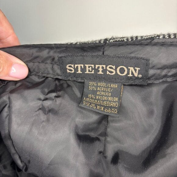 STETSON Wool Blend Flat Cap Mens M Black Gray - Picture 9 of 9